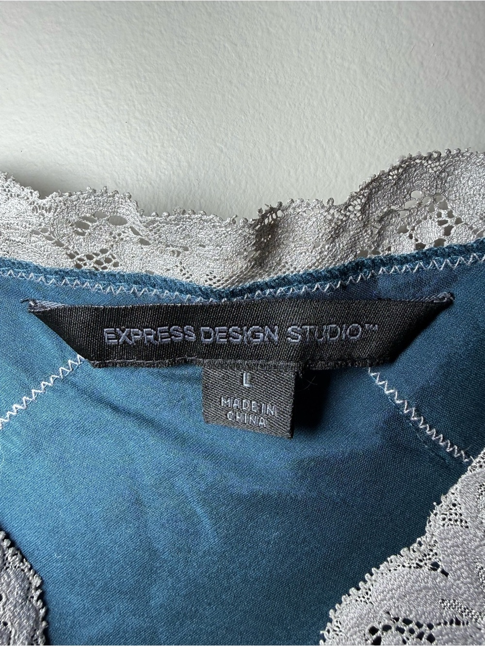 Vintage Express Turquoise Lace Trim Cami Top Size L | Y2K Babydoll - Picture 4 of 11